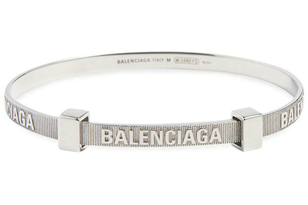 Balenciaga Logo Hoop Bracelet Silver