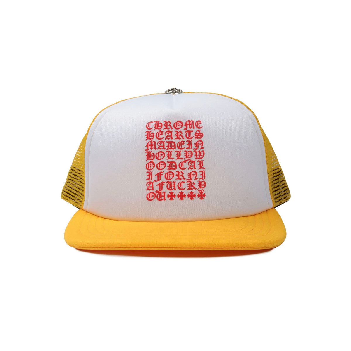 Chrome Hearts Eyechart Trucker Hat Yellow/White/Red