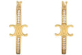 Celine Strass and Brass with Gold Finish Triomphe Sparkle Hoops Gold