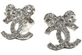 Chanel Bow Tie CC Logo Earrings Silver (ABA922)