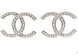 Chanel Crystal Large CC Earrings Silver