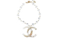 Chanel Flower CC Large Pendant Necklace Clear