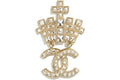 Chanel Logo Brooch Gold/Pearl/Crystal
