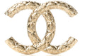 Chanel Metal CC Quilted Brooch Light Gold