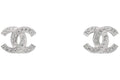 Chanel Metal and Strass Earrings Crystal Silver