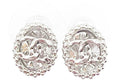 Chanel Oval CC Crystal Earrings Silver