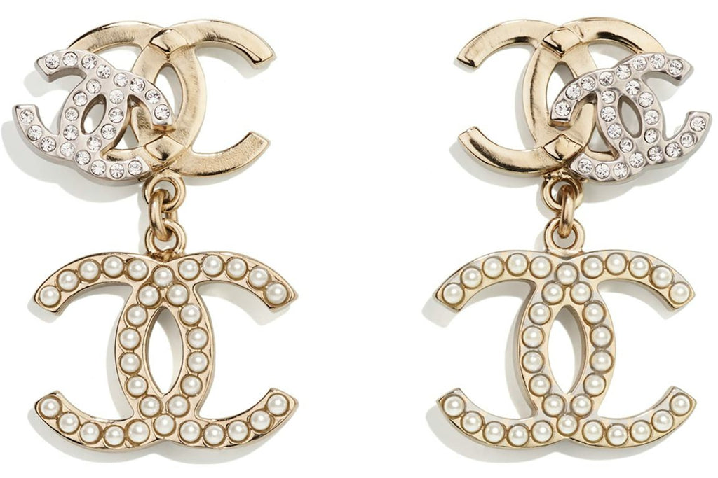 Chanel Pearly White Earrings Gold/Silver