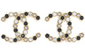 Chanel Resin Pearl Crystal CC Earrings Gold