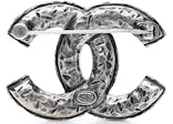 Chanel Ruthenium Crystal CC Brooch Silver