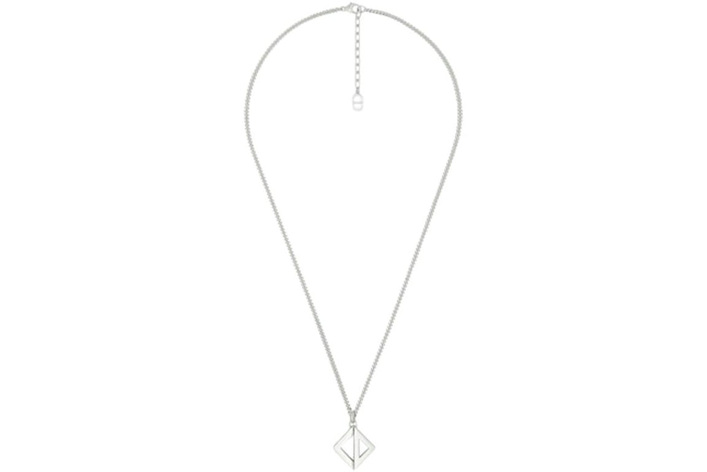 Dior CD Diamond Pendant Necklace Silver