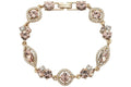 Givenchy Gold Tone Vintage Rose Crystal Flex Line Bracelet Gold/Rose
