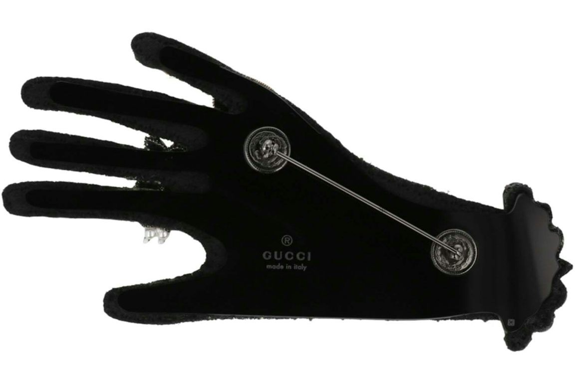 Gucci Crystal-Embellished Hand Brooch Gold