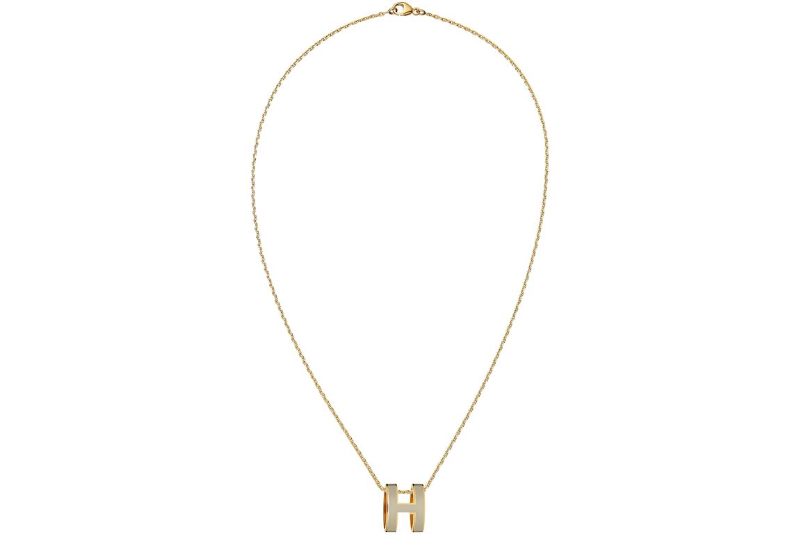 Hermes Mini Pop H Pendant Gold-tone Marron Glace