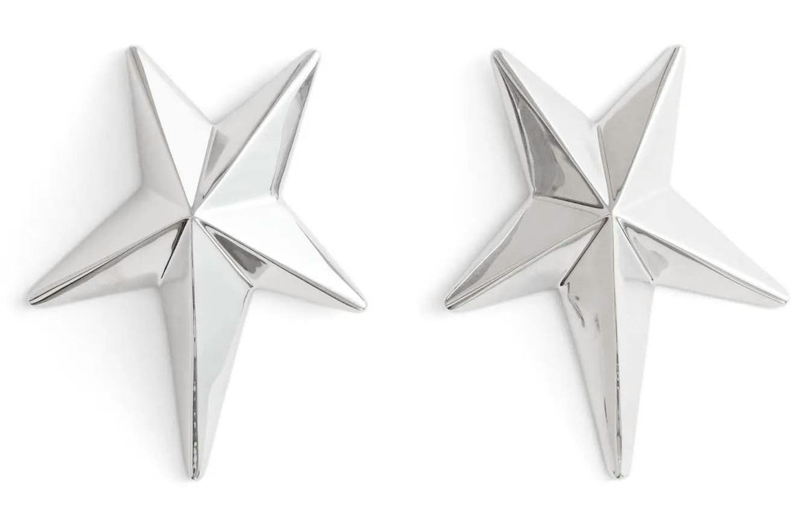 Mugler H&M Star-Shaped Earrings Silver-colored