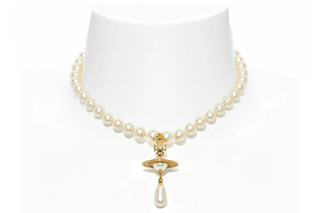 Vivienne Westwood Choker One Row Pearl Drop Gold